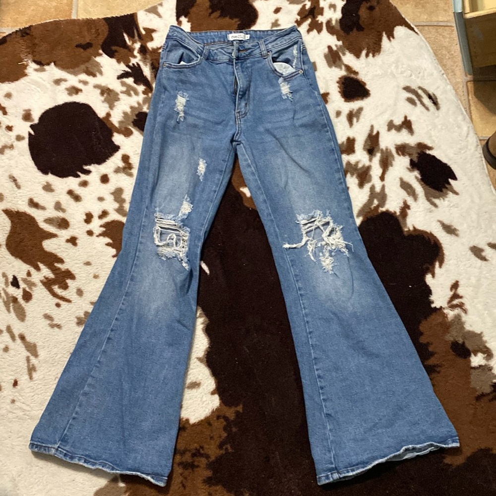 Rue21 flare/ripped jeans medium wash